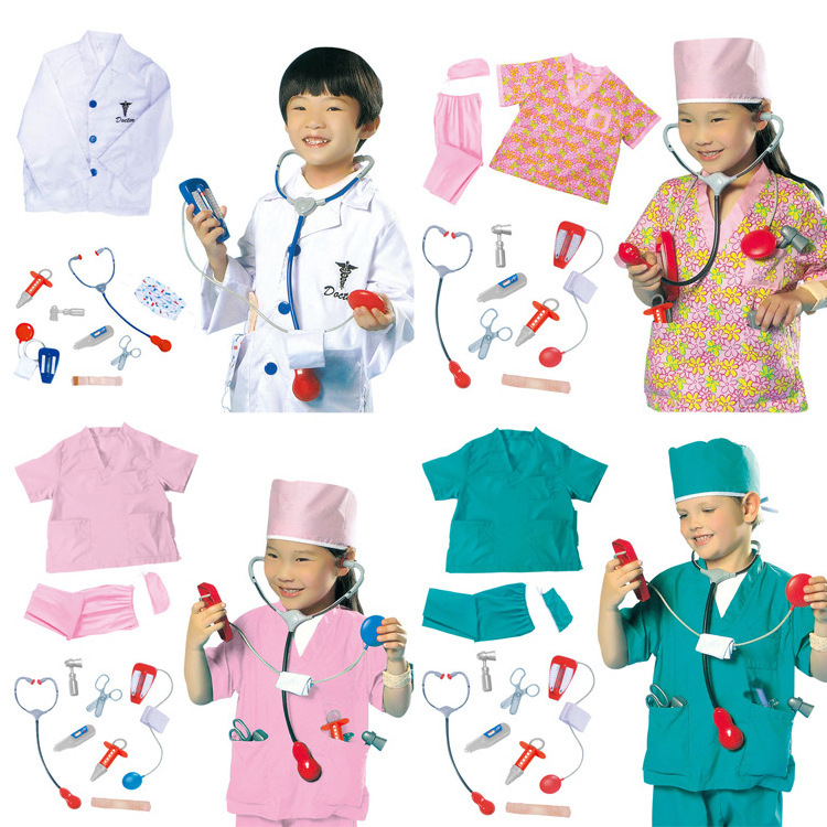 2024 Child Kindergarten Dress Up Set Doctor Nurse  Firefighters Pilot Police Role Play Career Kids Costumes for Kids Dress Up