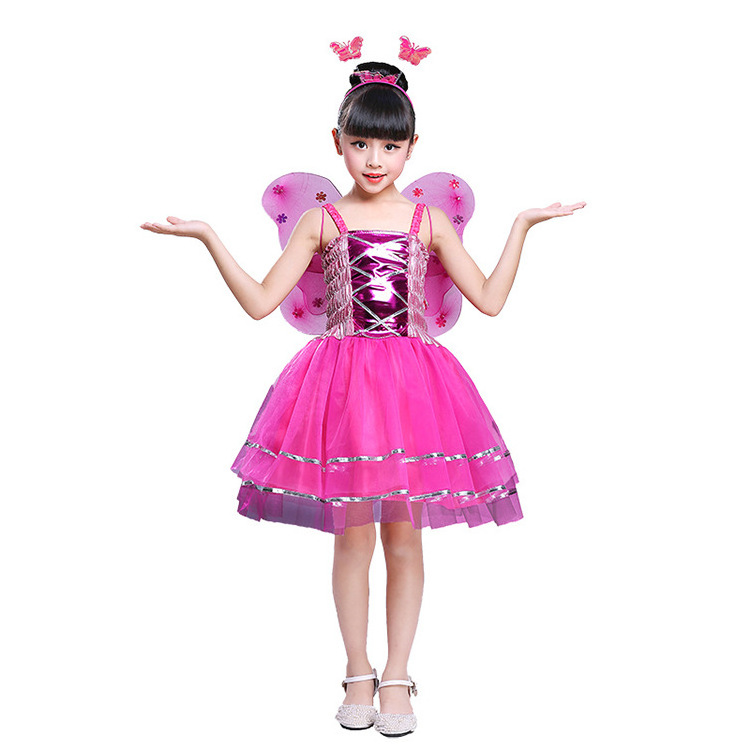 4pcs set Girls Fairy Costume Set with Butterfly Wings Tutu Wand Halo Girls Angel costume set For Party Dress Up