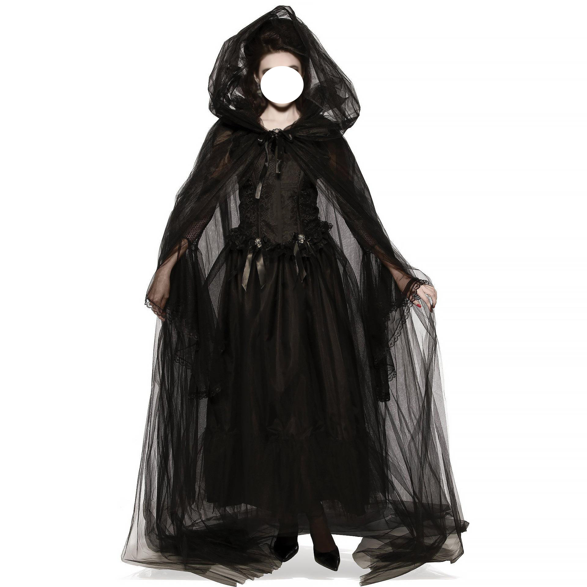 Vampire Ghost Bride Female Devil Black Dress Role Play Game Cosplay Uniform Set Halloween Adult Women Costume