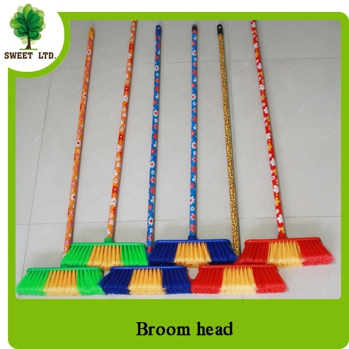 Cheap Soft bristle plastic broom with wood handle for household cleaning tools