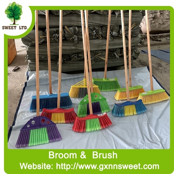 Household Cleaning soft plastic broom brush with mop stick broomstick