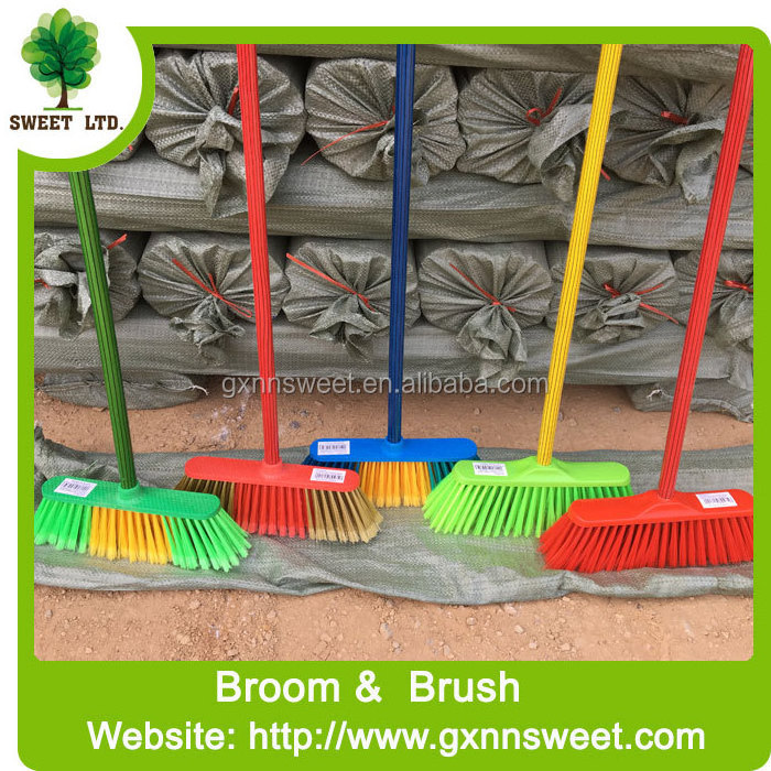 Plastic Soft Sweeping Brush Broom Set With Wooden broom stick mop and Broomcorn Dustpan Broom Brush For Outdoor