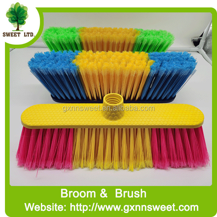 Cheap Soft bristle plastic broom with wood handle for household cleaning tools