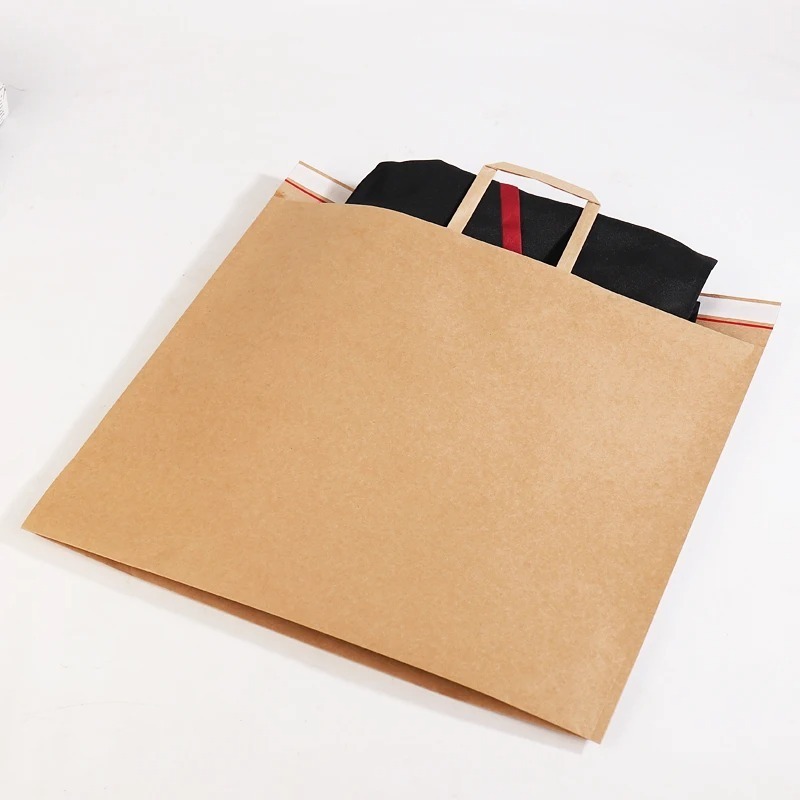 Customized Biodegradable Mailing Paper Express Envelope Kraft Paper Mailer Bags Tote Kraft Shipping Bag with handle For Clothing