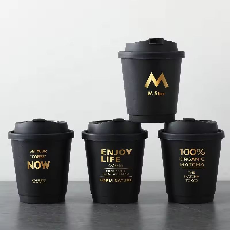 Hot selling wholesale takeout custom logo double wall black eco friendly disposable 7oz paper coffee cups