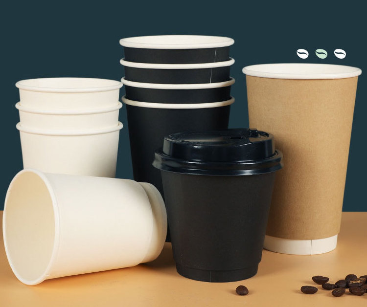 Hot selling wholesale takeout custom logo double wall black eco friendly disposable 7oz paper coffee cups