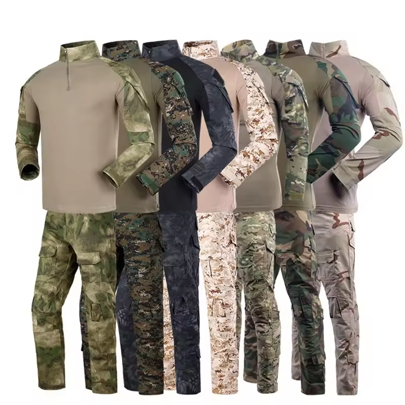 Pengda Custom woodland camouflage long sleeve tactical shirt tactical pants uniform security frog suit