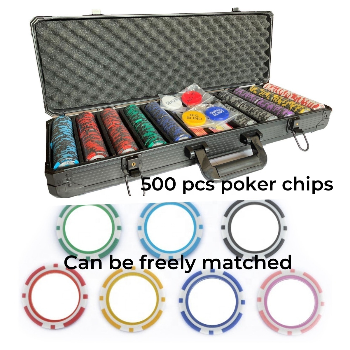 Exclusively Designed Poker Chip Set for Casinos 500pcs free combination of chips