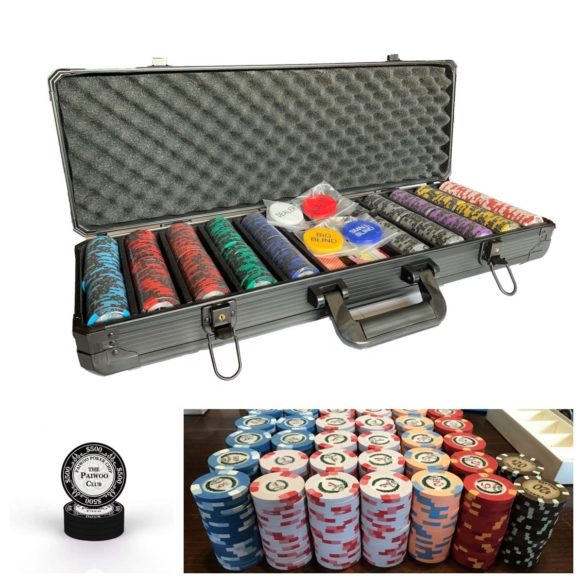 Exclusively Designed Poker Chip Set for Casinos 500pcs free combination of chips