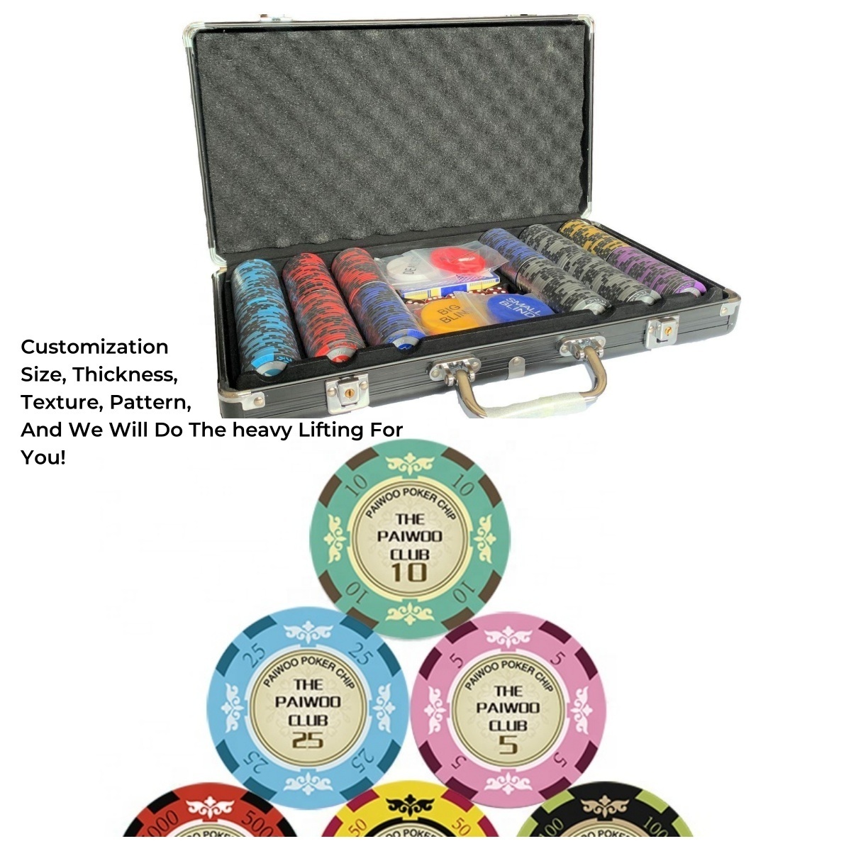 Professional Casino Grade 300pcs Ceramic Poker Chips Set