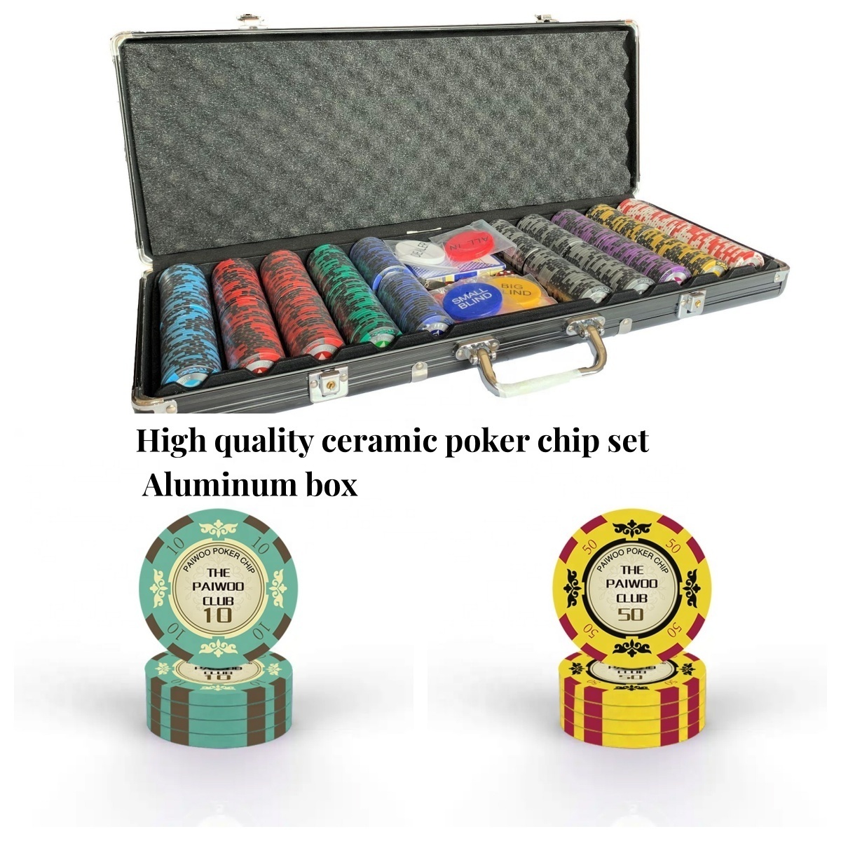 Poker Chips 500pcs Ceramic Stars Poker Chip High Quality Set for Casino