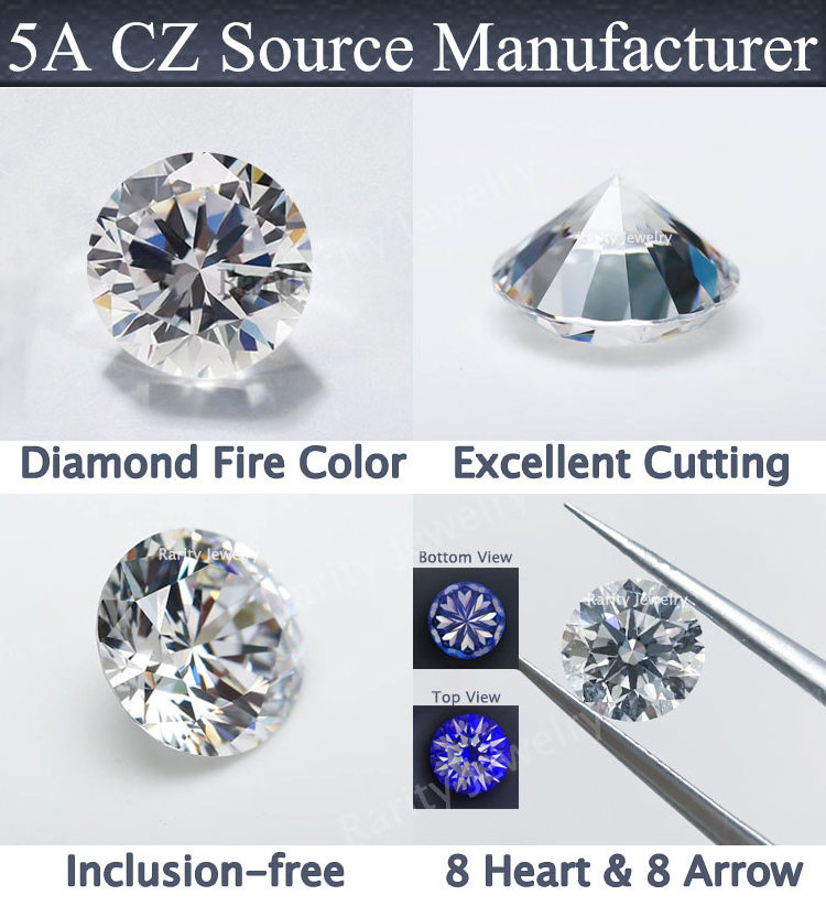 Rarity Hot Sale Factory Direct Sale Round Loose Gemstone Cz Zircon Stones White  Cubic Zirconia Gemstones Market Chips