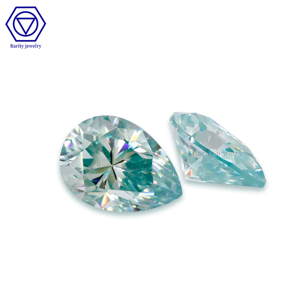 Rarity GRA certificate Top Quality Blue-green Pear Cut VVS Wholesale Price Loose moissanite for jewelry making