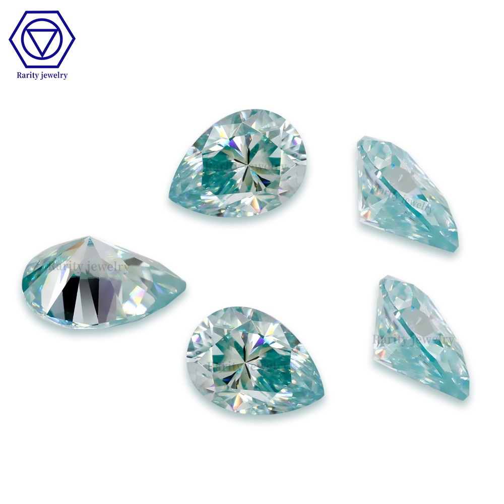 Rarity GRA certificate Top Quality Blue-green Pear Cut VVS Wholesale Price Loose moissanite for jewelry making