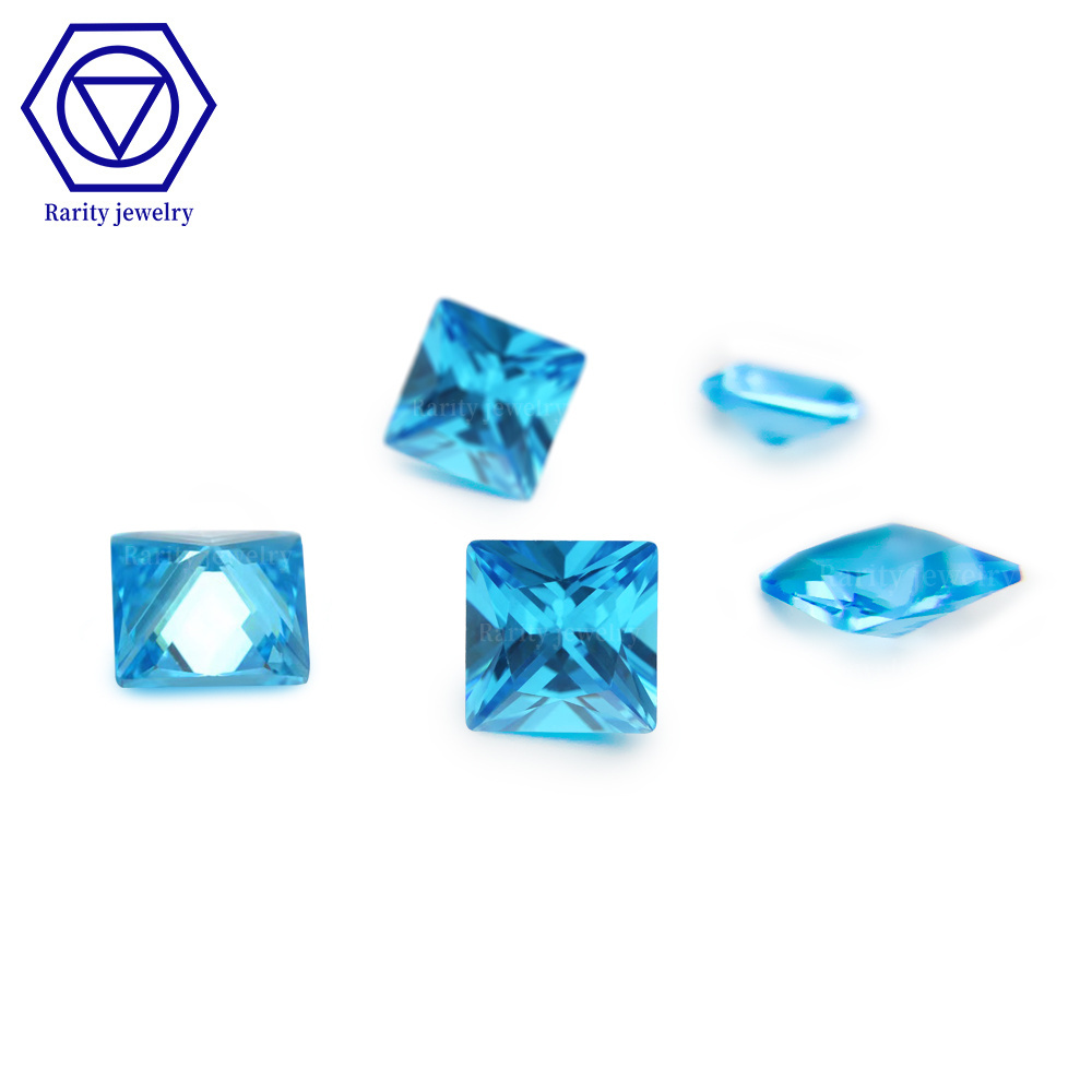 Rarity Factory Directsale Price high quality sapphire lab grown synthetic glass square cut royal blue price per carat gemstone