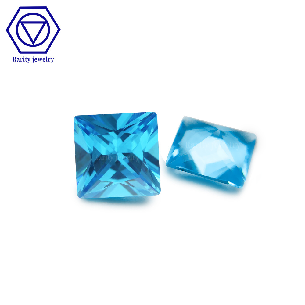 Rarity Factory Directsale Price high quality sapphire lab grown synthetic glass square cut royal blue price per carat gemstone