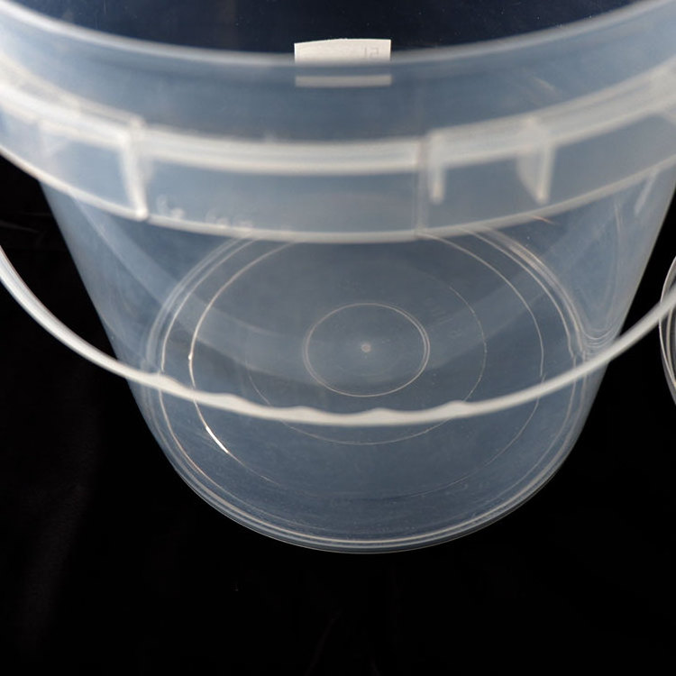 Small Round 1L Clear Plastic Bucket With Plastic Handle