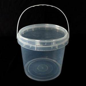 Small Round 1L Clear Plastic Bucket With Plastic Handle