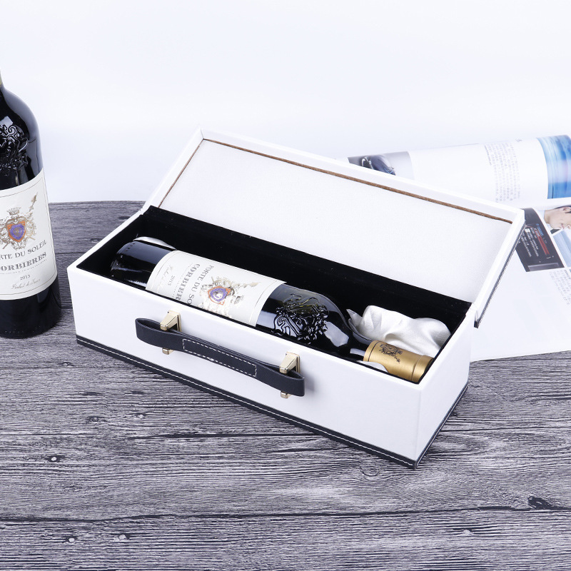 Widened single red wine leather box manufacturers custom best price of leather wine box for packing