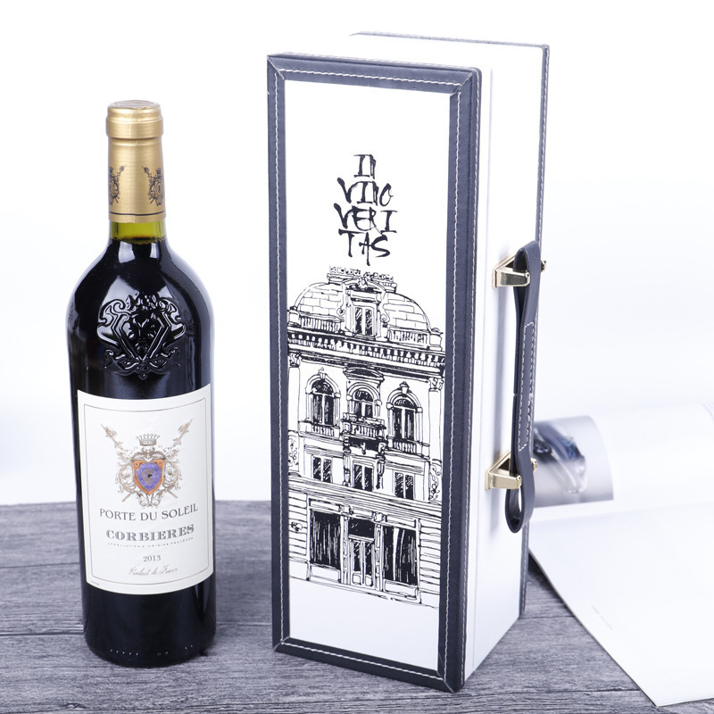 Widened single red wine leather box manufacturers custom best price of leather wine box for packing