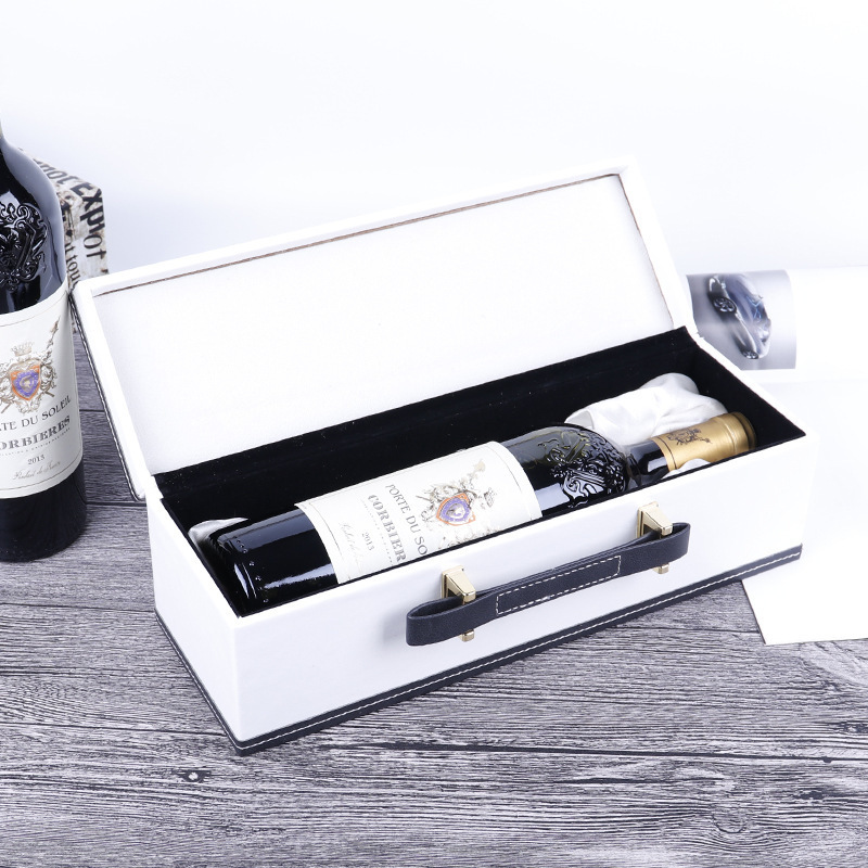 Widened single red wine leather box manufacturers custom best price of leather wine box for packing