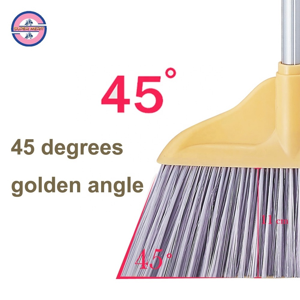 New Design Indoor Plastic Material Push Sweeper Broom Home House Cleaning Broom Brush With Feathered Bristles For Floor