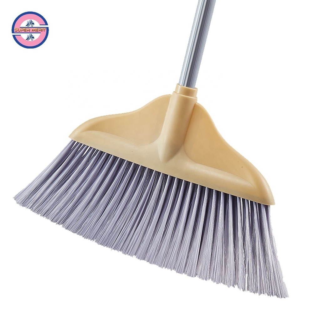 New Design Indoor Plastic Material Push Sweeper Broom Home House Cleaning Broom Brush With Feathered Bristles For Floor