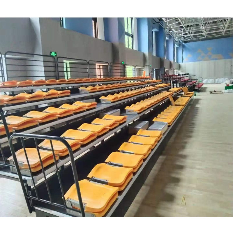 High Quality retractable bleachers with high back foldable HDPE Plastic Seats for Basketball court  Theater