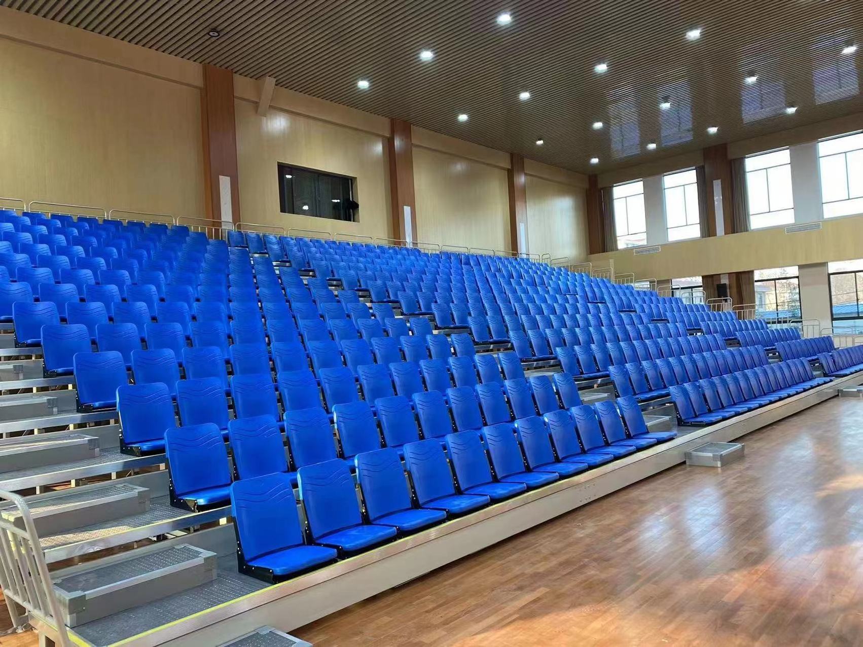 High Quality retractable bleachers with high back foldable HDPE Plastic Seats for Basketball court  Theater