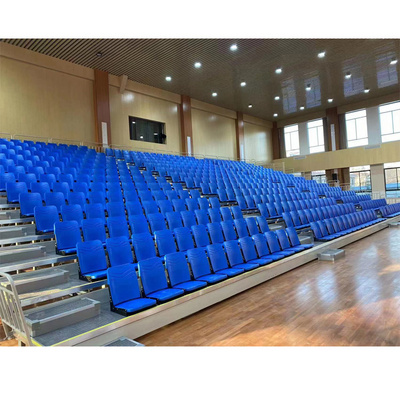 Wholesale indoor stadium retractable bleachers tribune telescopic bleachers grandstand for Basketball court , Theater