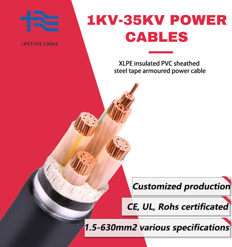 3Cx300sq.mm 19/33kV 36kV CU/XLPE/PVC Copper Insulated MV Underground Power Cable for 33/11kV Substation