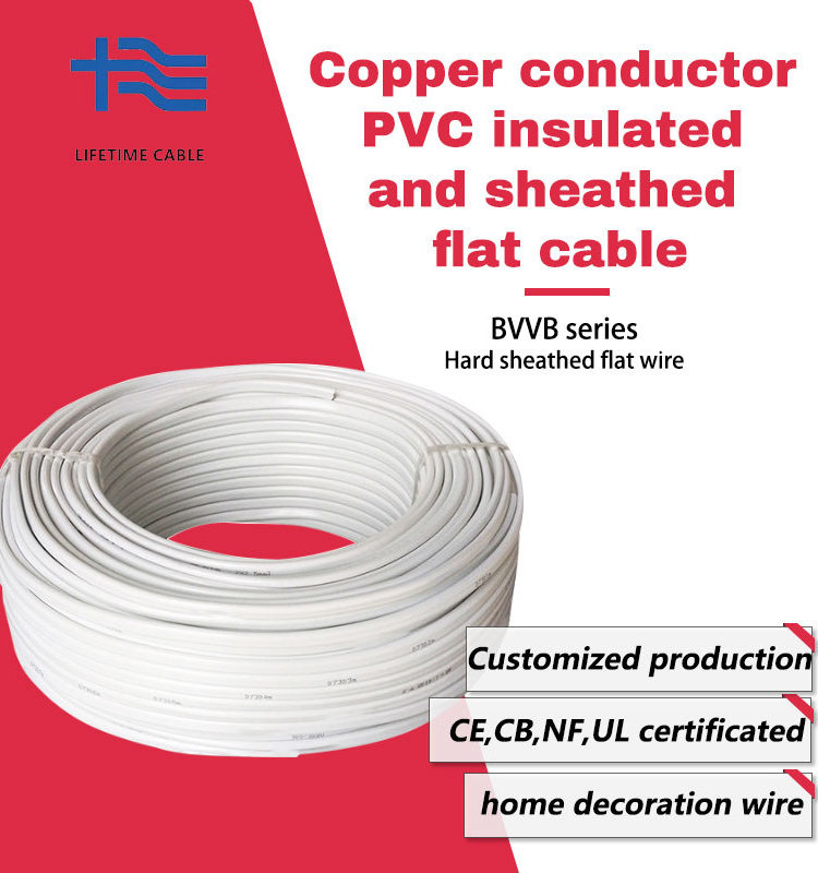 2.5mm Flat Twin and Earth BVVB Copper Conductor PVC Insulated Ecc TPS Cable Wire