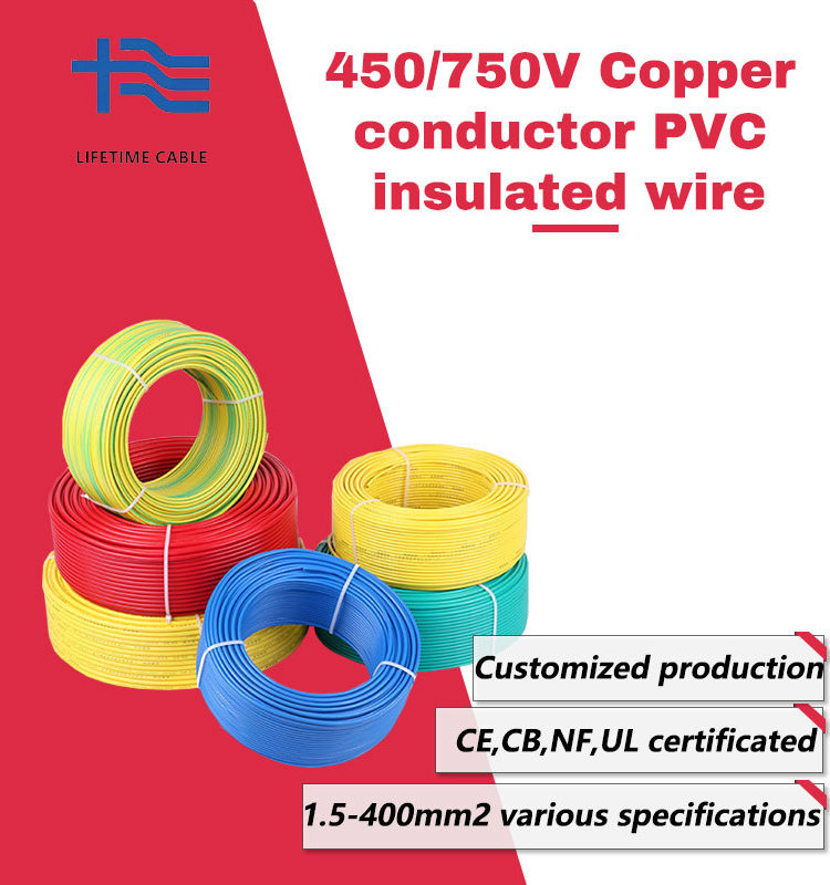 Copper Conductor single core solid wire 1.5mm 2.5mm 4mm 6mm 10mm PVC insulated electrical cable