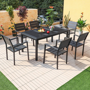 Modern garden table and chairs waterproof black patio table set outdoor terrace furniture