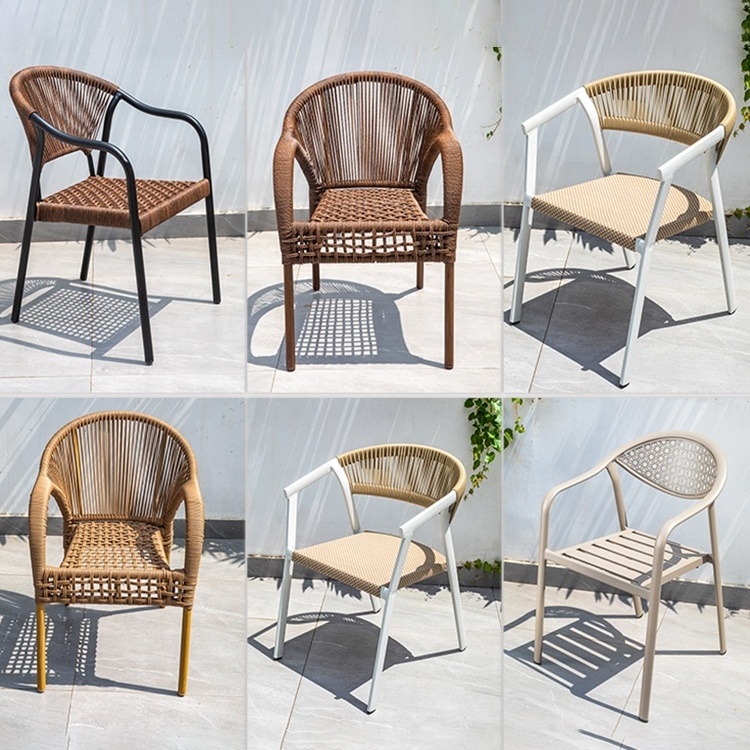 Outdoor patio rattan chair Dining Room balcony Chair Set Woven Rope Woven Furniture chairs for Outdoor garden