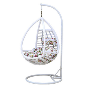 Cheap hanging swing chair garden furniture white outdoor indoor egg chair with stand