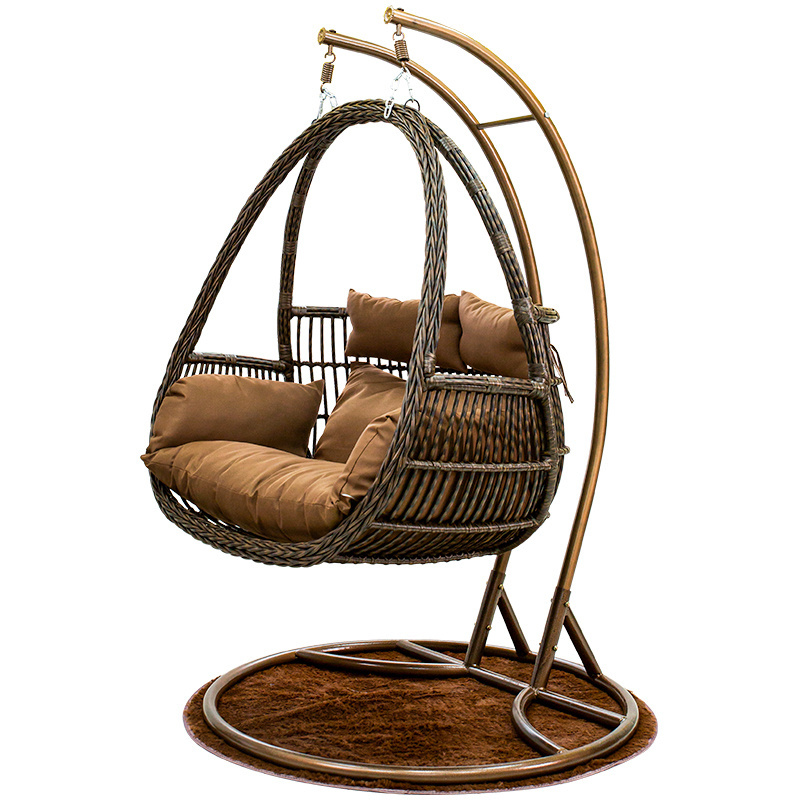 Patio Swings Outdoor Rattan Egg Chair Garden Furniture Double Wicker Hanging Chair With Stand