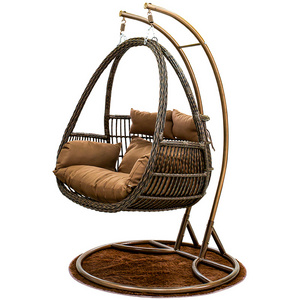 Patio Swings Outdoor Rattan Egg Chair Garden Furniture Double Wicker Hanging Chair With Stand