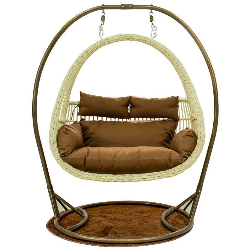 Hot Selling Outdoor Hanging Rattan Egg Chair Double Seat Indoor Balcony Patio Garden Swing With Stand