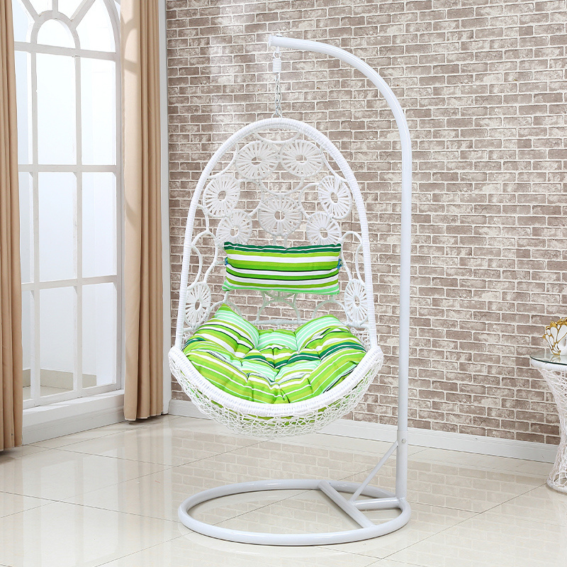 Good Quality Single Patio Swings With Stand White Indoor Outdoor Swings Rattan Wicker Egg Chair