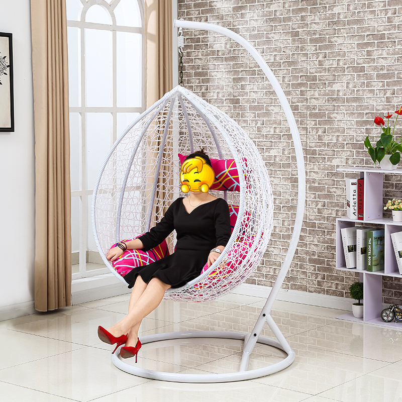 Wholesale bird nest swing rattan indoor outdoor white hanging egg chair with stand