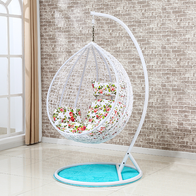 Wholesale bird nest swing rattan indoor outdoor white hanging egg chair with stand