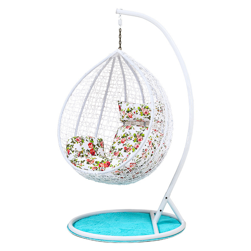 Wholesale bird nest swing rattan indoor outdoor white hanging egg chair with stand