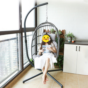 Hot Selling Folding Wicker Hammock Hanging Outdoor Patio Rattan Seat Swing Egg Chairs with Stand