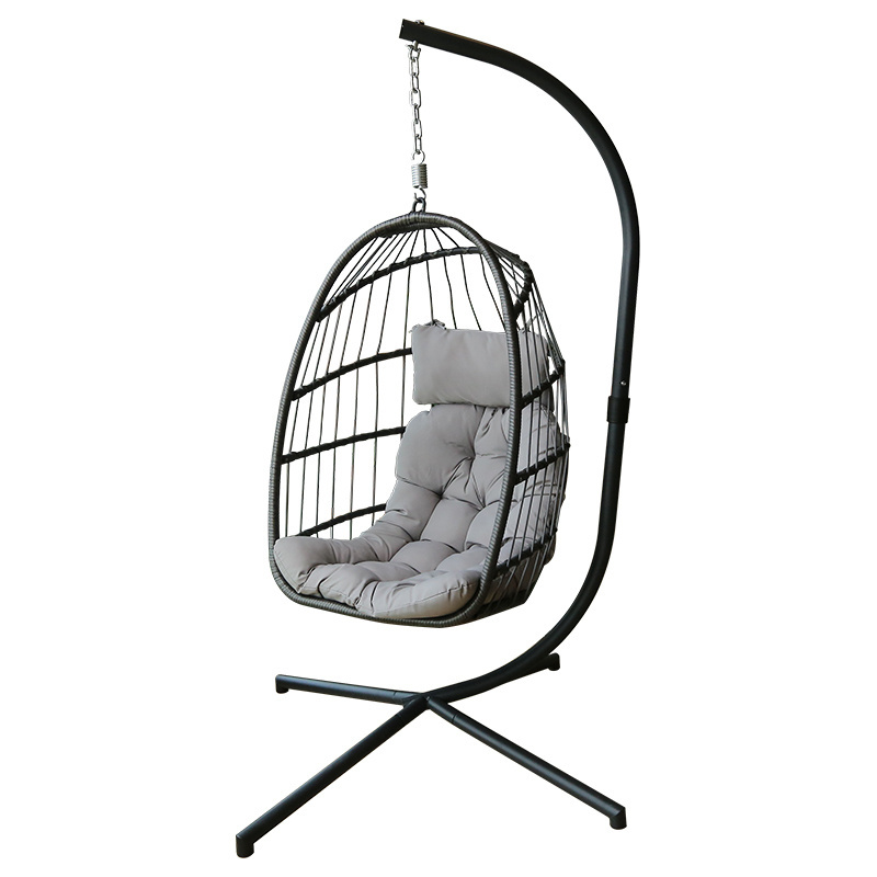 Hot sale Patio Swing Chair With Stand Wicker Hanging Folding Chair Rattan Egg Chair