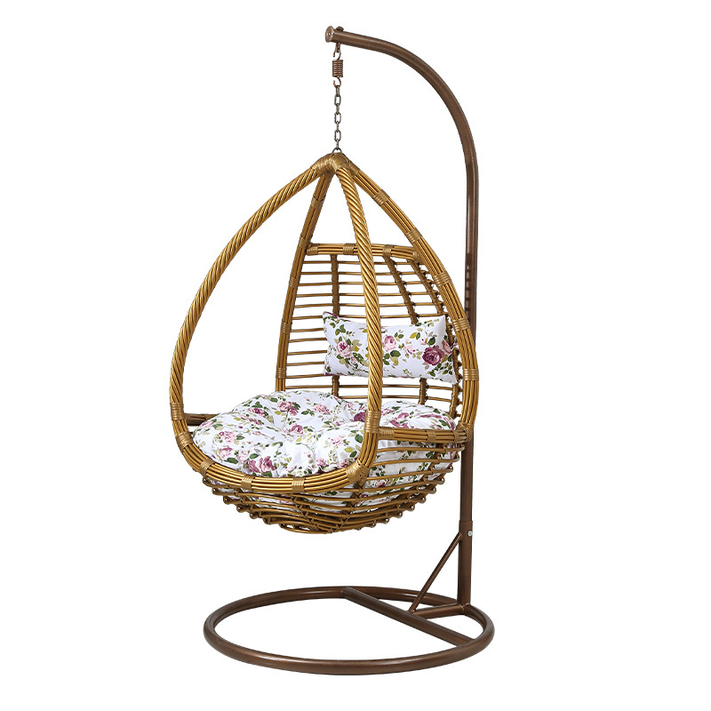 Best Selling Rattan Wicker Outdoor Furniture Patio Hanging Swing Egg Rocking Chairs With Cushion