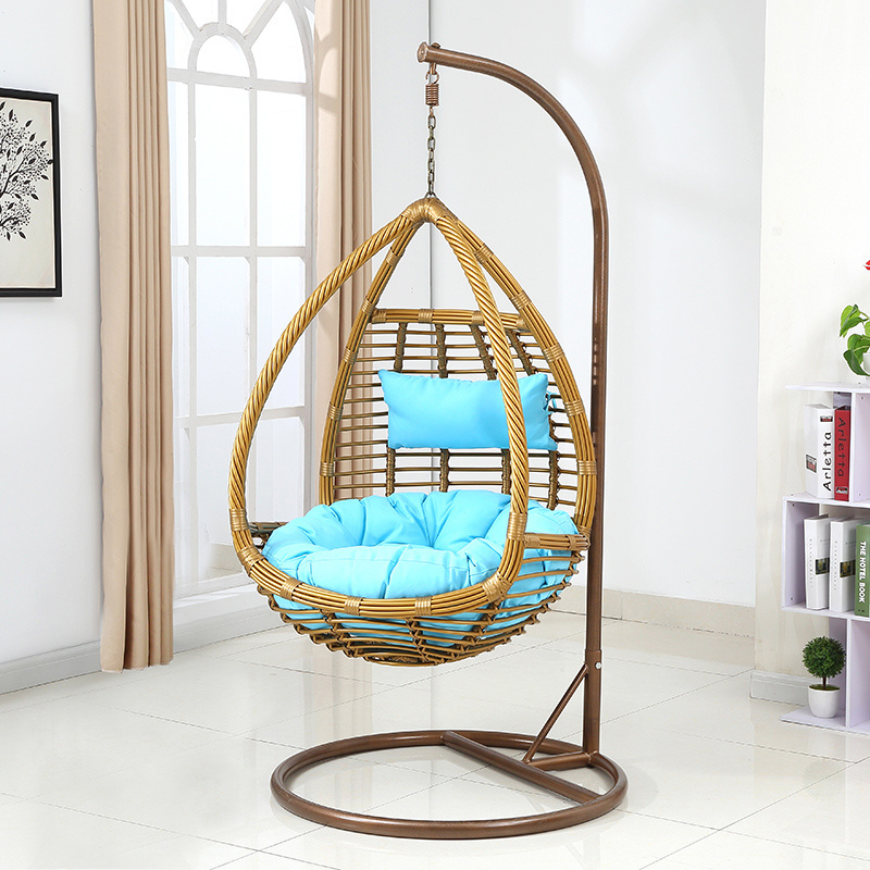 Best Selling Rattan Wicker Outdoor Furniture Patio Hanging Swing Egg Rocking Chairs With Cushion