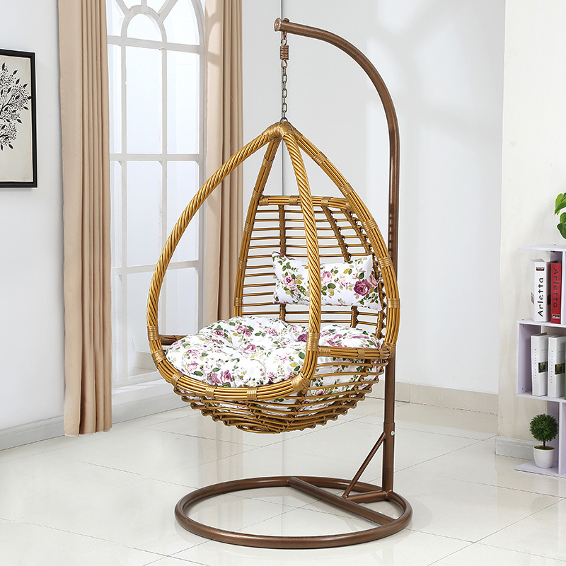 Best Selling Rattan Wicker Outdoor Furniture Patio Hanging Swing Egg Rocking Chairs With Cushion