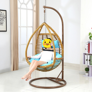 Best Selling Rattan Wicker Outdoor Furniture Patio Hanging Swing Egg Rocking Chairs With Cushion