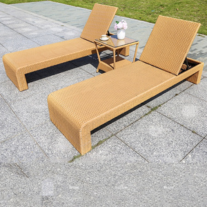 Low price wholesale pe rattan Beach Lounge Chair Outdoor Furniture Patio Garden Villa Terrace Sun Loungers